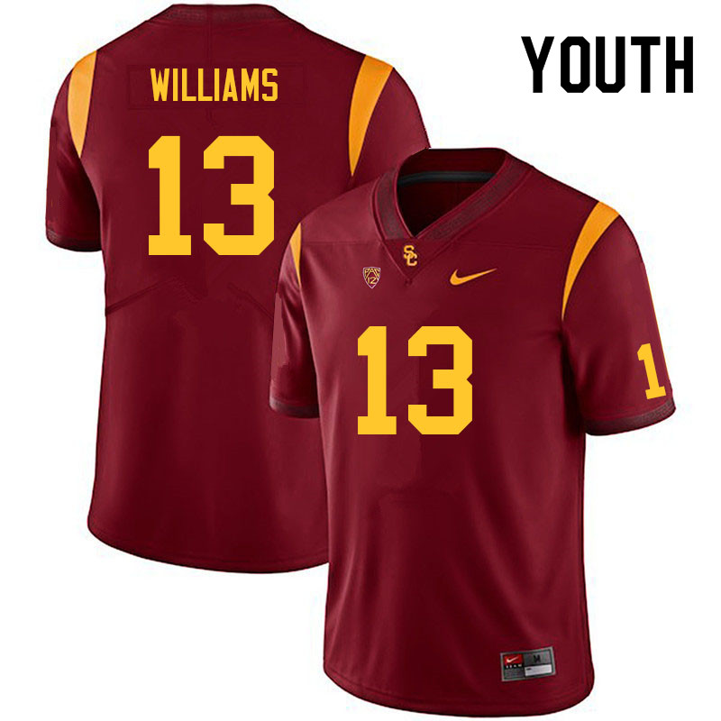 Youth #13 Caleb Williams USC Trojans College Football Jerseys Sale-Cardinal